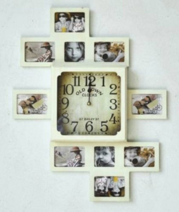 MBA MUTFAK SAATLERİ SERİSİ-MB FOTOĞRAF ÇERÇEVELİ KREM DUVAR SAATİ ürün görseli 1