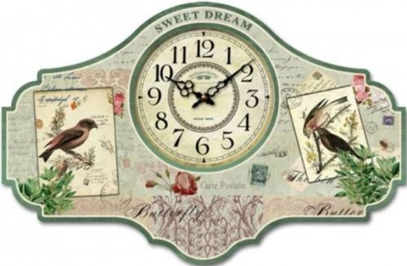 MBA MUTFAK-AHŞAP SAATLER-Saatler-MB SWEET DREAM TEMALI DUVAR SAATİ-40x26x3,5 CM ürün görseli 1