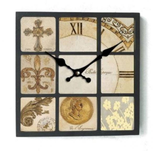 MBA MUTFAK-AHŞAP SAATLER-Saatler-MB KARE ESKİTME TEMALI DUVAR SAATİ-KÜÇÜK-30x30x3,5 CM ürün görseli 1