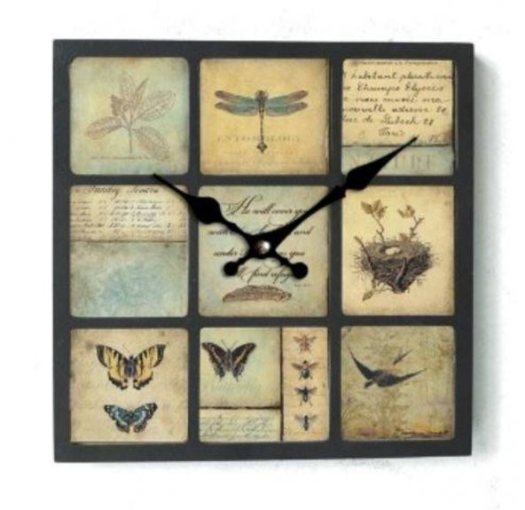 MBA MUTFAK-AHŞAP SAATLER-Saatler-MB KARE KANATLILAR TEMALI DUVAR SAATİ-KÜÇÜK-30x30x3,5 CM ürün görseli 1