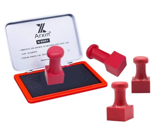 Mühür Kauçuk Alaşım Kırmızı Kaşe Kare 25x25mm ürün görseli 1
