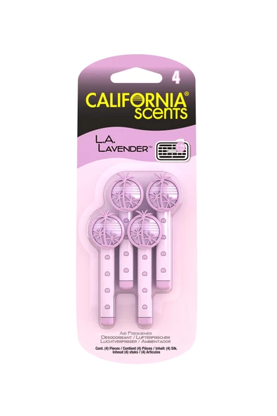 California Scents Vent Stick LA Lavender Lavanta Çiçegi Parfümlü Kalorifer Geçme Koku 4'lü Set ürün görseli 1