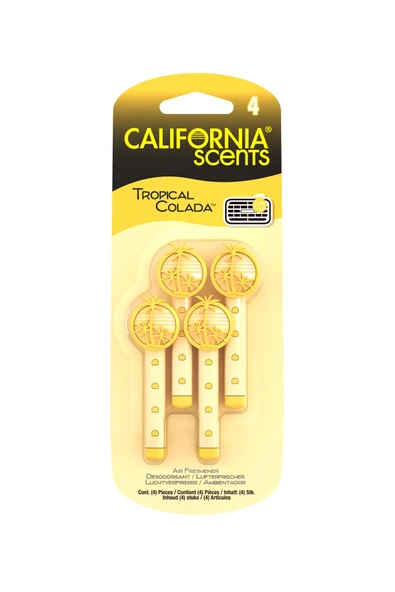 California Scents® Vent Stick"Tropical Colada" Kalorifer Geçme Koku 4'lü Set ürün görseli 1