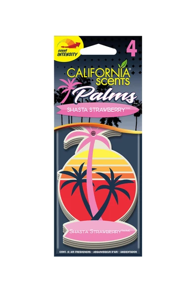 California Scents Palms Shasta Strawberry Taze Çilek Parfümlü Asma Koku 4'lü Set ürün görseli 1