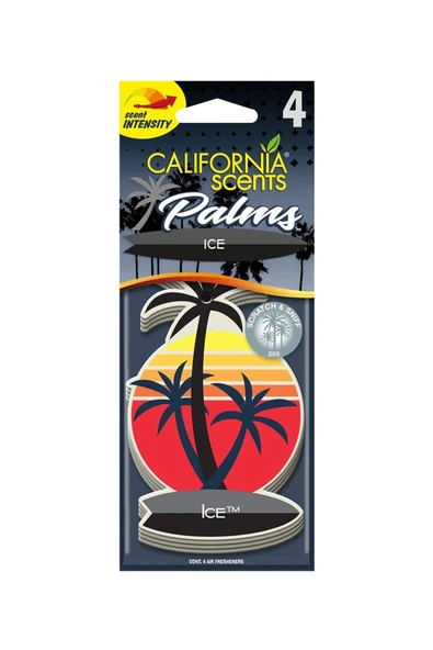 California Scents Palms Ice  Sandal Agaci, Bergamot ve Limon Bilesimli Asma Koku 4'lü Set ürün görseli 1