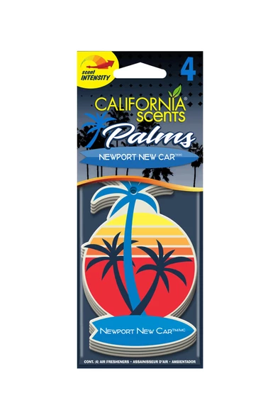 California Scents Palms Newport New Car Yeni Araba Parfümlü Asma Koku 4'lü Set ürün görseli 1