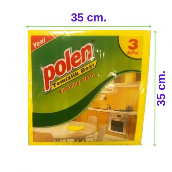 Polen 3lü Sarı Temizlik Bezi 35 x 35 cm. x 3 Paket ürün görseli 1