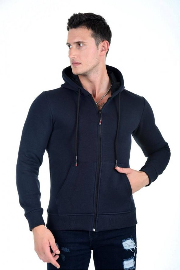 Kapüşonlu Fermuarlı Hoodie İçi Polarlı Kalın Sweathirt ürün görseli 1