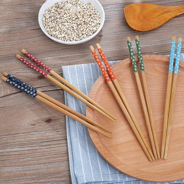 Chopstick Japon Çin Yemek Çubuğu 5 Çift Yıkanabilir Bambu ürün görseli 1