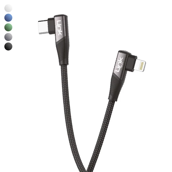 Linktech K596 27W Type-C - Lightning 90 Derece Data/Şarj Kablosu 1.5mt ürün görseli 1