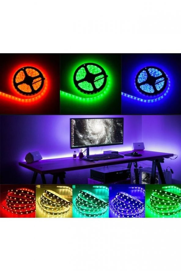 Şerit Led 10 Çipli Rgb ( Rengarenk) Iç Mekan 1 Metre ürün görseli 1