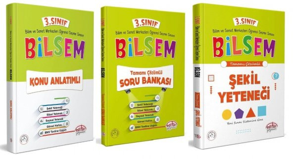 Editör Yayınevi 3. Sınıf Bilsem Konu Soru Şekil Set 3 Kitap 2023 ürün görseli 1