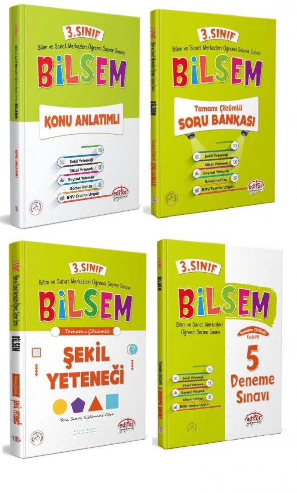 Editör Yayınevi 3. Sınıf Bilsem Konu Soru Şekil Deneme 4 Kitap 2023 ürün görseli 1