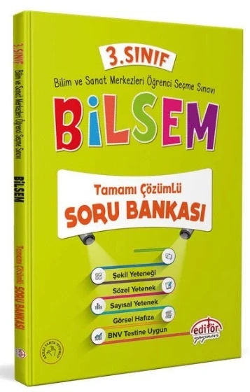 Editör Yayınları 3. Sınıf Bilsem Çözümlü Soru Bankası 2023 ürün görseli 1
