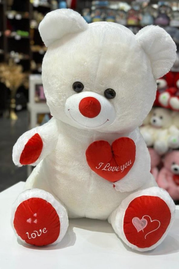 Beysüs Sevimli Peluş Ayıcık Beyaz 60 cm ürün görseli 1