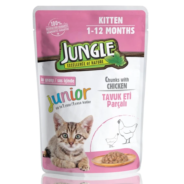 Jungle Pouch Tavuklu Yavru Kitten Kedi Konserve 100 gr ürün görseli 1
