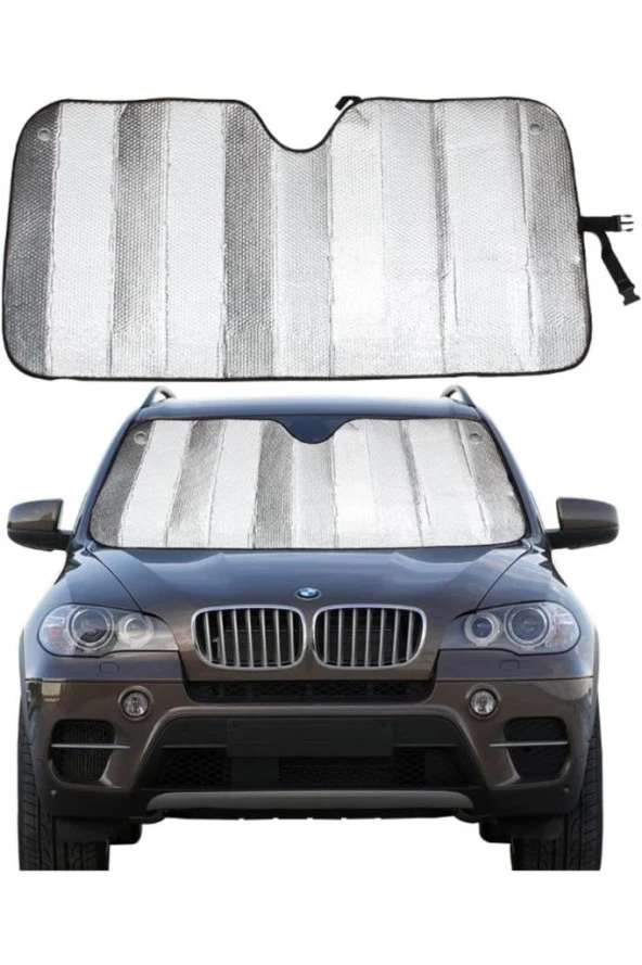Katlanabilir Parlak Oto Araba Ön Cam Güneşlik 130 Cm X 60 Cm ürün görseli 1