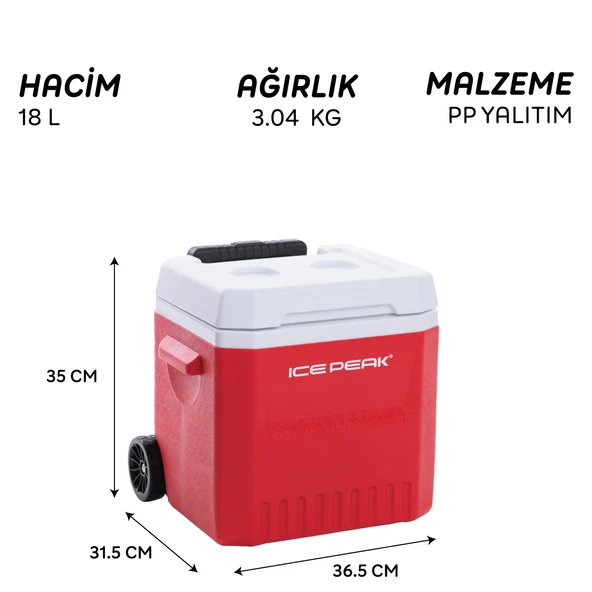 Icepeak IceCube Tekerlekli Buzluk 18 Litre-KIRMIZI - Resim 6