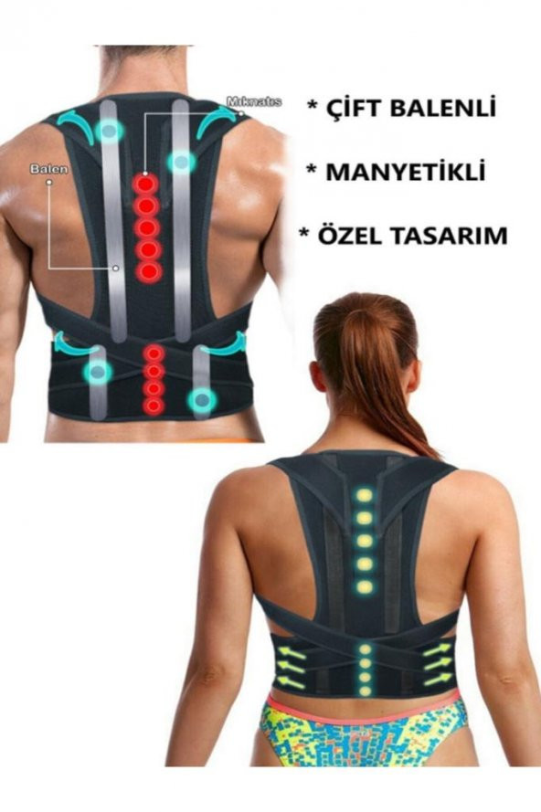 Ortopedik Dik Duruş Korsesi Kamburluk Önleyici Unisex Balenli Manyetik Korse ürün görseli 1