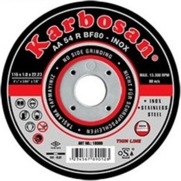 KARBOSAN İNOX THIN KESİCİ 115 Mm 300 ADET (1 KOLİ) ürün görseli 1