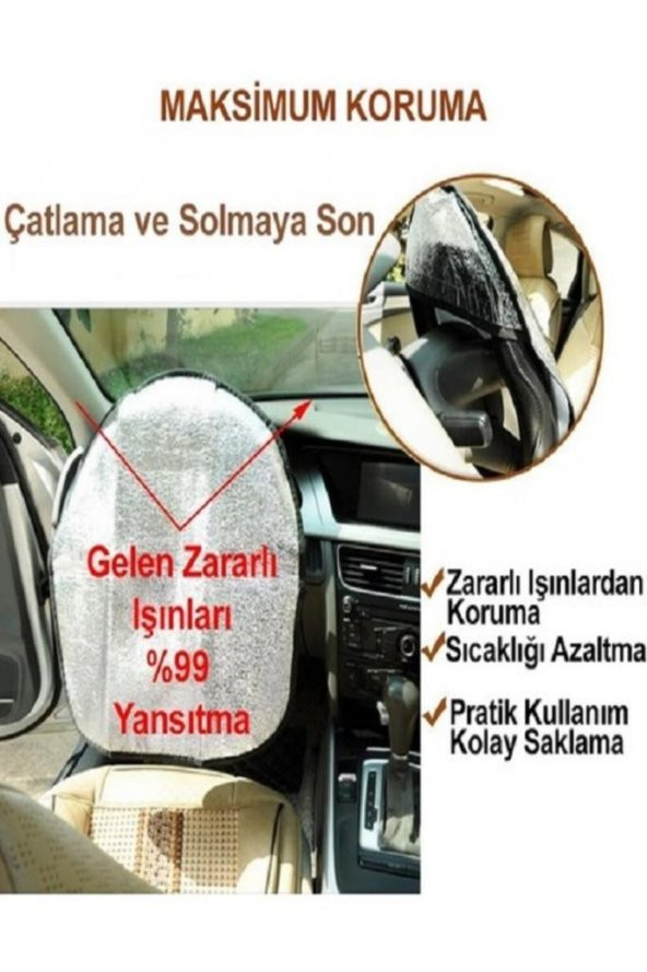 Oto Direksiyon Güneşliği Araç Araba Direksiyon Kılıfı Koruma Örtüsü Güneşlik Gölgelik ürün görseli 1