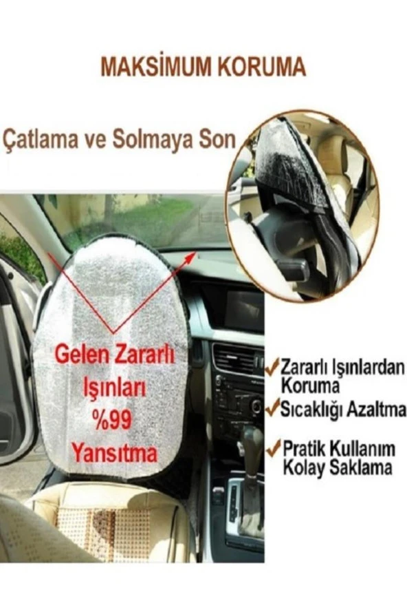 Oto Direksiyon Güneşliği Araç Araba Direksiyon Kılıfı Koruma Örtüsü Güneşlik Gölgelik ürün görseli 1