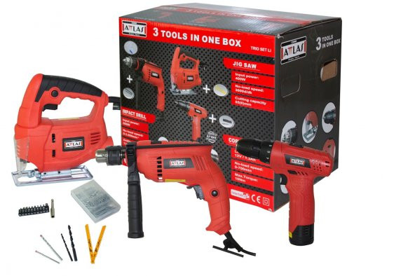 Attlas Eco 3lü Set Li TRIO 500 W Matkap + 400 W Dekupaj + 12 V Li-Ion Vidalama ürün görseli 1