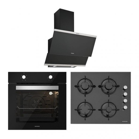 Silverline Siyah Cam Ankastre Set Bo6275b01 - Cs5349b01 - 3420 ürün görseli 1