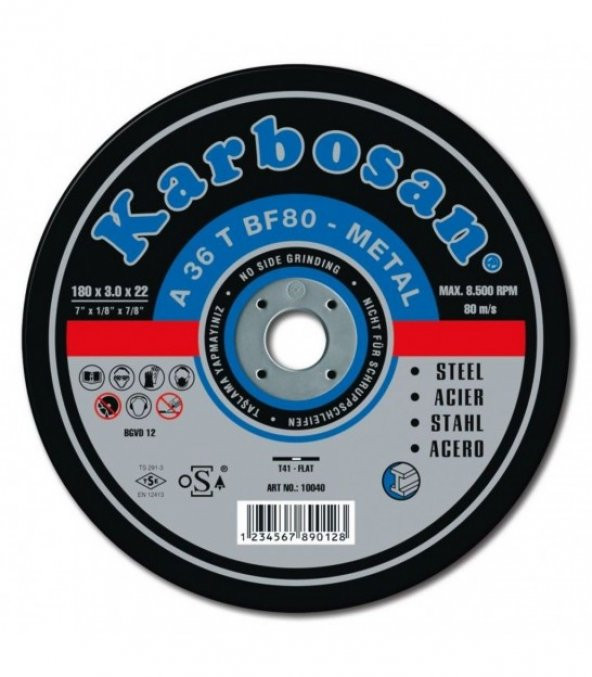 Karbosan 180x3.0 Metal Kesici Taş "25 Adet" ürün görseli 1