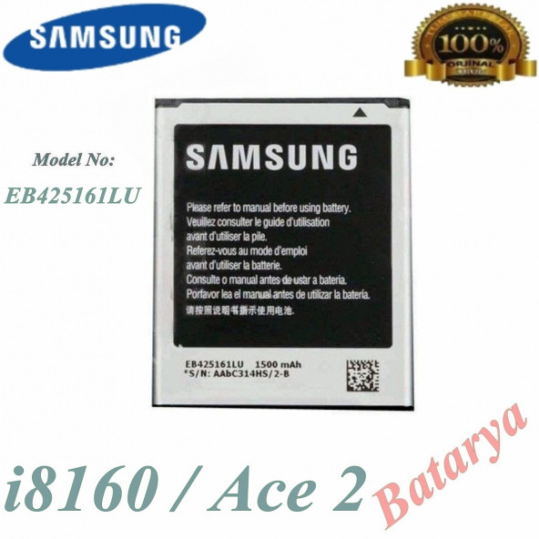 Samsung i8160 Batarya Ace 2 Uyumlu Yedek Batarya ürün görseli 1