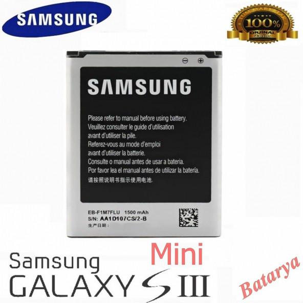 Samsung Galaxy S3 Mini i8190 Batarya 1500mAh EB-L1M7FLU Uyumlu Yedek Batarya ürün görseli 1