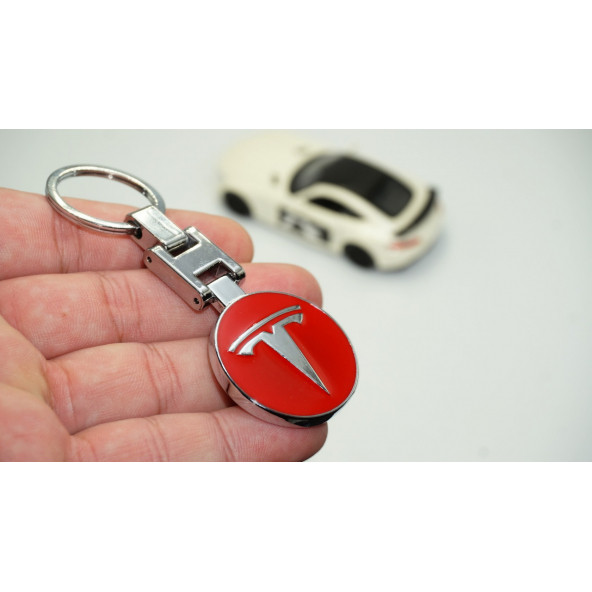 Tesla Logo Model 3 S X Y Kırmızı Metal Çift Yön Anahtarlık ürün görseli 1