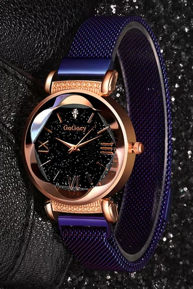 Kadın Kol Saati Rose Gold Mor Renk - Resim 3