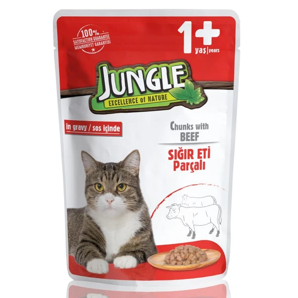Jungle Pouch Biftekli Kedi Konserve 100 gr ürün görseli 1