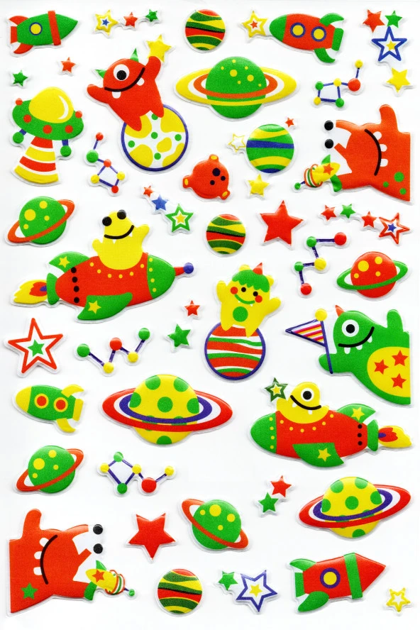 Sticker Kabartmalı A4 boyutunda Stiker Defter, planlayıcı etiket (Lim201) - Uzay ürün görseli 1