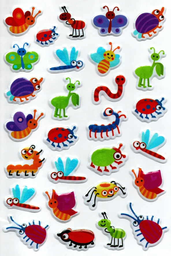 Sticker Kabartmalı A4 boyutunda Stiker Defter, planlayıcı etiket, (Lim011) - Böcekler ürün görseli 1