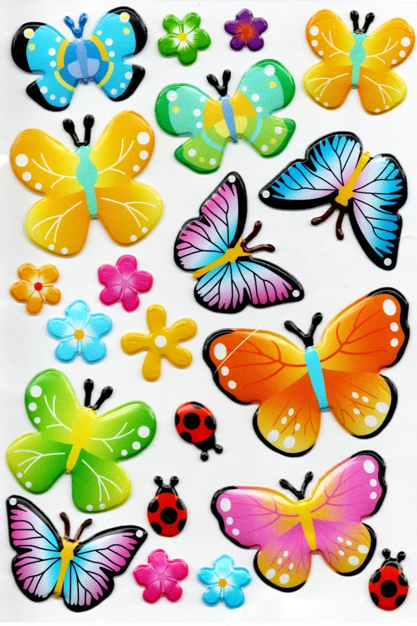 Sticker Kabartmalı A4 boyutunda Stiker Defter, planlayıcı etiket, (Lim053) - Kelebek ürün görseli 1