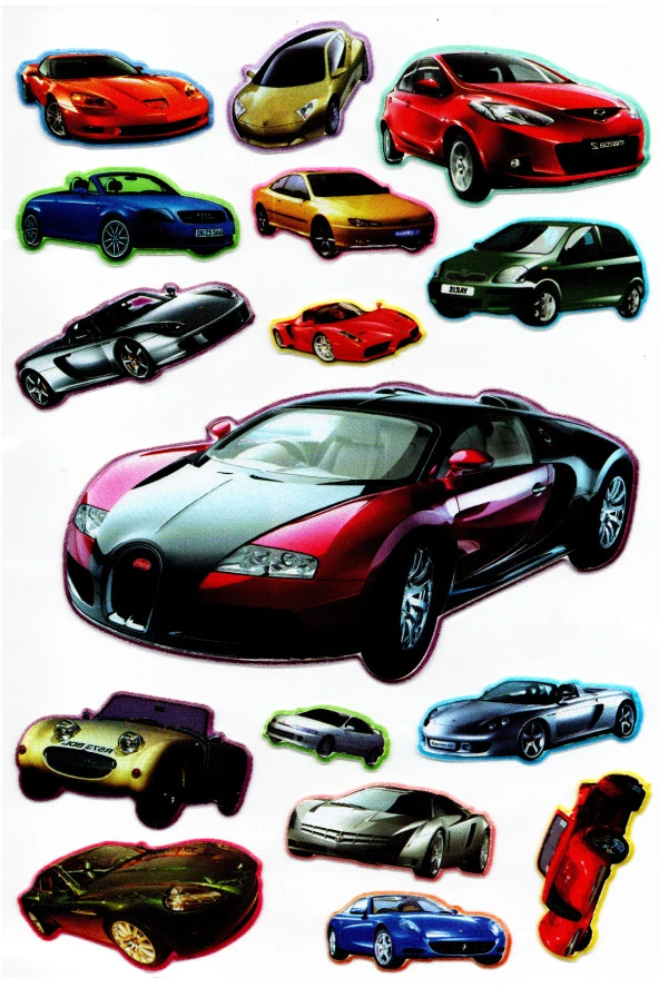 Sticker Kabartmalı A4 boyutunda Stiker Defter, planlayıcı etiket, -(Lim038) - Arabalar ürün görseli 1