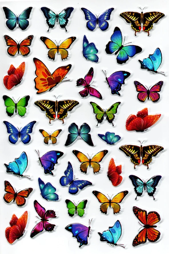 Sticker Kabartmalı A4 boyutunda Stiker Defter, planlayıcı etiket, -(Lim097) - Mini Kelebekler ürün görseli 1
