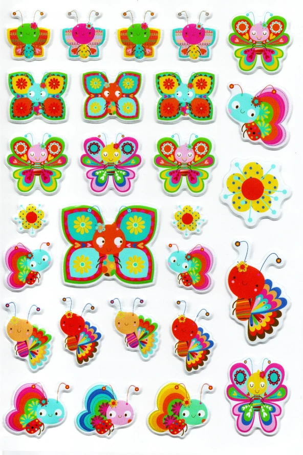 Sticker Kabartmalı A4 boyutunda Stiker Defter, planlayıcı etiket (Lim007) - Sevimli Kelebekler ürün görseli 1