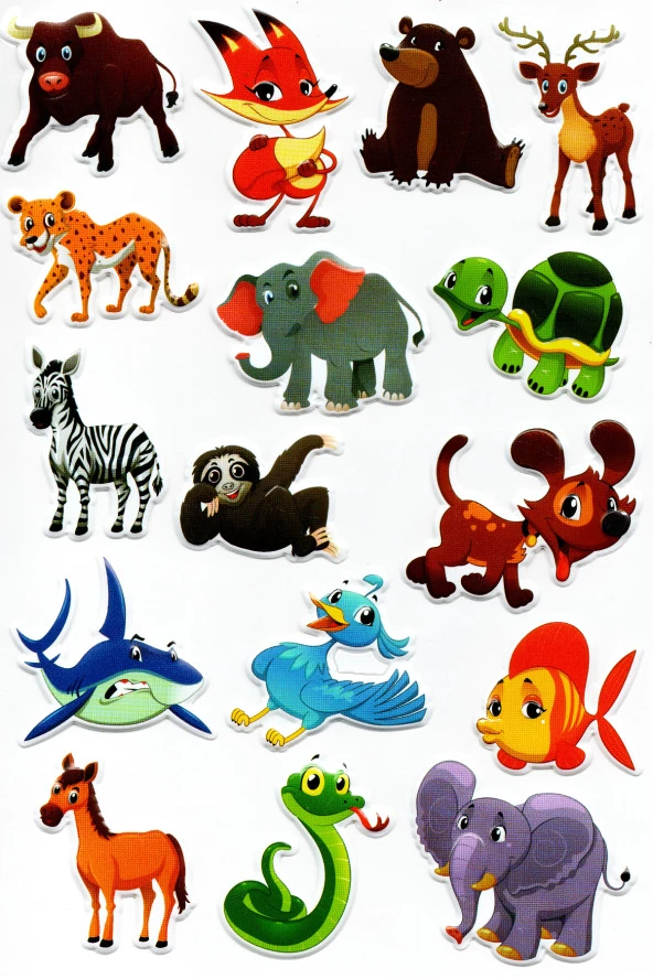 Sticker Kabartmalı A4 boyutunda Stiker Defter, planlayıcı etiket, -(Lim093) - Orman Hayvanları ürün görseli 1