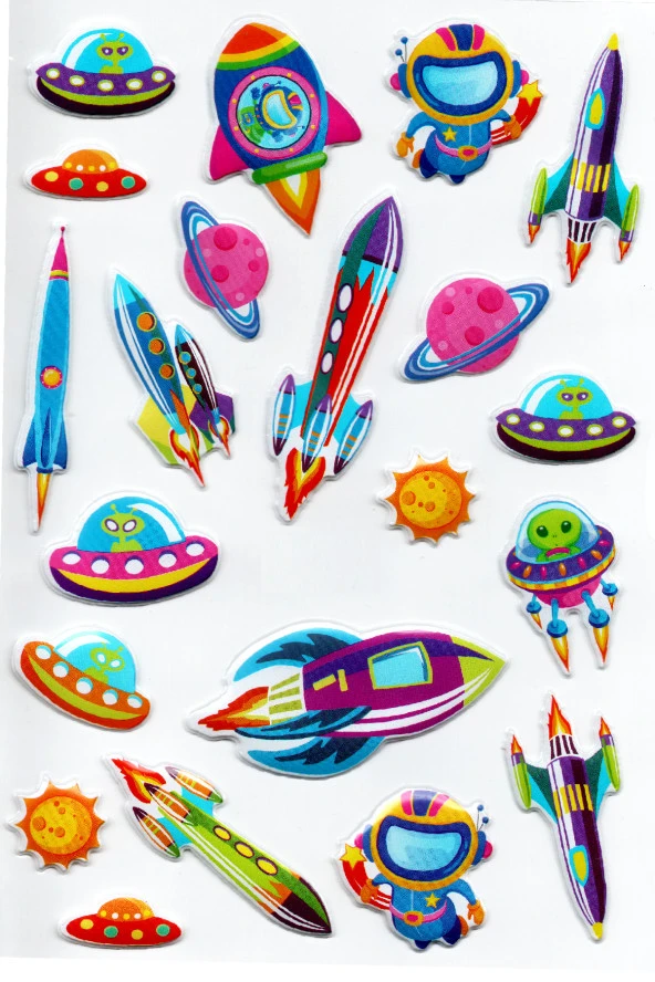 Sticker Kabartmalı A4 boyutunda Stiker Defter, planlayıcı etiket, -(Lim113) - Roket, Uzay ürün görseli 1