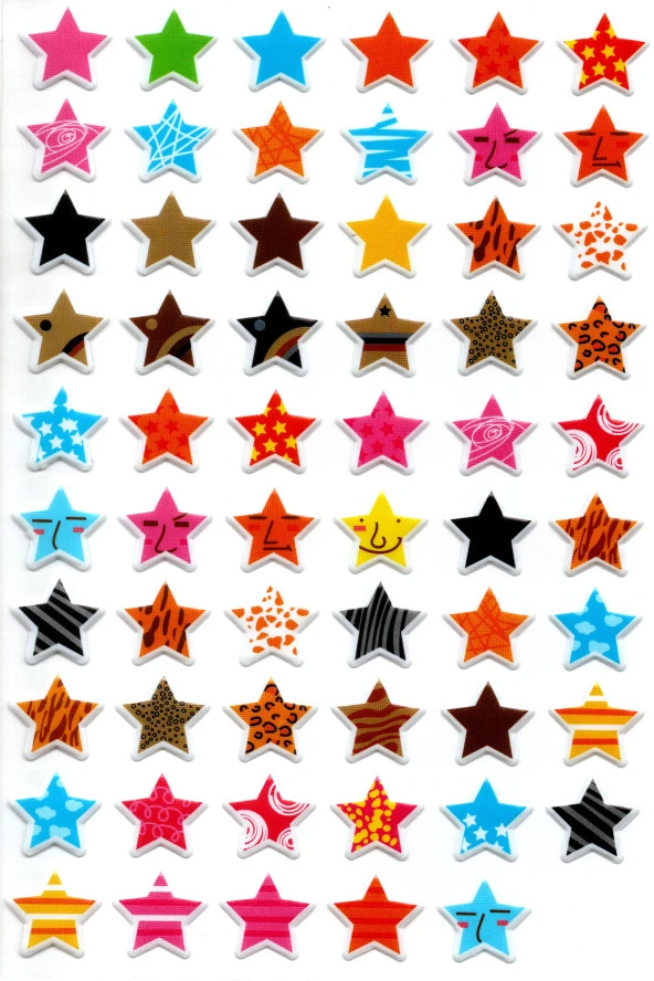 Sticker Kabartmalı A4 boyutunda Stiker Defter, planlayıcı etiket (Lim037) - Renkli Yıldızlar ürün görseli 1