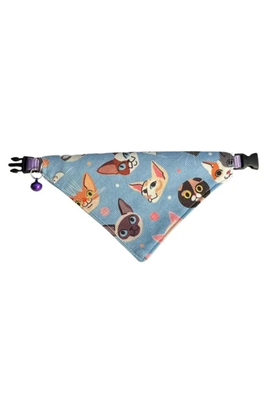 Coco Pet Fular Kedi Desenli Ayarlanabilir Bandana Kedi Tasması ürün görseli 1
