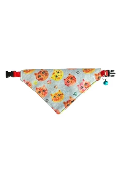 Coco Pet Fular Kedi Desenli Ayarlanabilir Bandana Kedi Tasması ürün görseli 1
