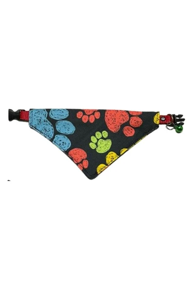 Coco Pet Fular Pati Desenli Ayarlanabilir Bandana Kedi Tasması ürün görseli 1