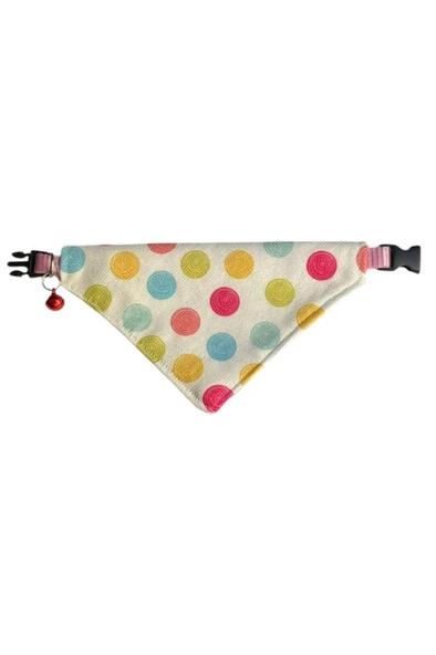 Coco Pet Fular Daire Desenli Ayarlanabilir Bandana Kedi Tasması ürün görseli 1