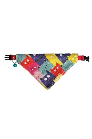 Coco Pet Fular Renkli Kediler Desenli Ayarlanabilir Bandana Kedi Tasması ürün görseli 1
