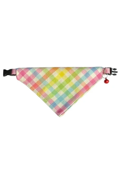 Coco Pet Fular Renkli Kare Desenli Ayarlanabilir Bandana Kedli Tasması ürün görseli 1