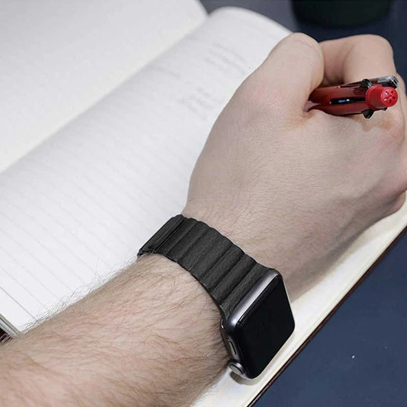 Apple Watch 40mm KRD-09 Mıknatıslı Deri Kordon - Resim 11